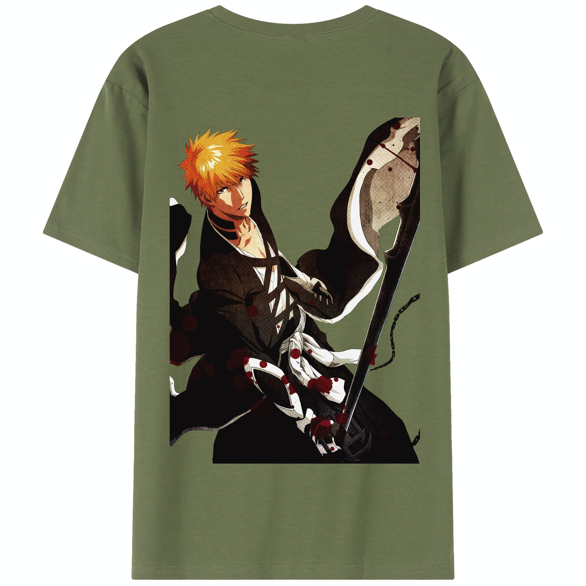 （画像用） ブリーチ 黒崎一護（くろさき いちご）BLEACH Kurosaki Ichigo 綿100％半袖Tシャツ（背面プリント）